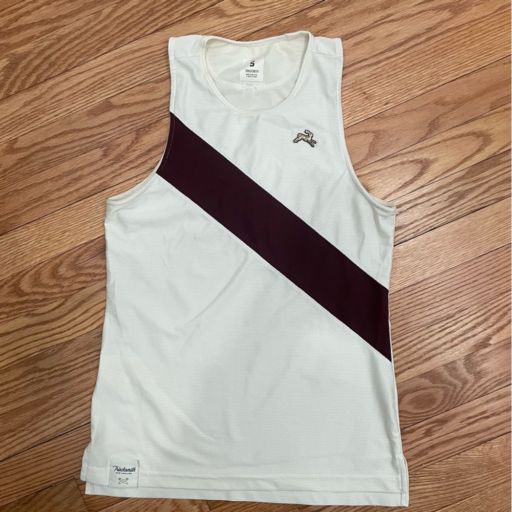 Tracksmith Van Cortlandt Racing Singlet Top White Burgundy